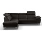 Canapé d'angle convertible en cuir italien de luxe 5 places MILOS, avec coffre, noir, angle gauche (vu de face) Canapé d'angle convertible en cuir italien de luxe 5 places MILOS, avec coffre, noir, angle gauche (vu de face)
