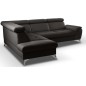 Canapé d'angle convertible en cuir italien de luxe 5 places MILOS, avec coffre, noir, angle gauche (vu de face) Canapé d'angle convertible en cuir italien de luxe 5 places MILOS, avec coffre, noir, angle gauche (vu de face)