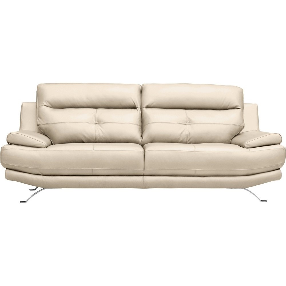 Canapé 3 places en 100% tout cuir épais italien vachette DEREK, couleur beige Canapé 3 places en 100% tout cuir épais italien vachette DEREK, couleur beige