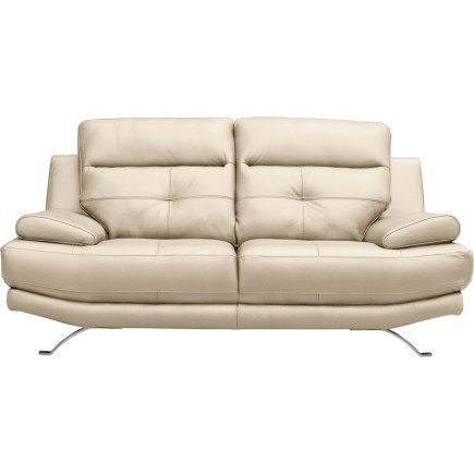 Canapé 2 places en 100% tout cuir épais italien vachette DEREK, couleur beige