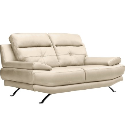 Canapé 2 places en 100% tout cuir épais italien vachette DEREK, couleur beige