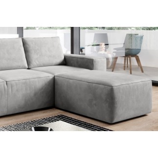 Canapé d'angle convertible - SIDNEY VELOURS - en velours Luxe - 5/6 places, gris clair, angle droit (vu de face)