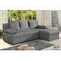 Canapé d'angle convertible - GILO - en tissu luxe 3/4 places, gris, angle droit (vu de face) Canapé d'angle convertible - GILO - en tissu luxe 3/4 places, gris, angle droit (vu de face)