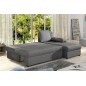 Canapé d'angle convertible - GILO - en tissu luxe 3/4 places, gris, angle droit (vu de face) Canapé d'angle convertible - GILO - en tissu luxe 3/4 places, gris, angle droit (vu de face)