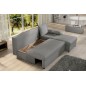 Canapé d'angle convertible - GILO - en tissu luxe 3/4 places, gris, angle droit (vu de face) Canapé d'angle convertible - GILO - en tissu luxe 3/4 places, gris, angle droit (vu de face)