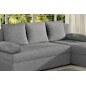 Canapé d'angle convertible - GILO - en tissu luxe 3/4 places, gris, angle droit (vu de face) Canapé d'angle convertible - GILO - en tissu luxe 3/4 places, gris, angle droit (vu de face)
