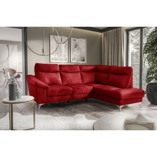Canapé d'angle en cuir italien de luxe 5 places LUZINI rouge foncé, angle droit