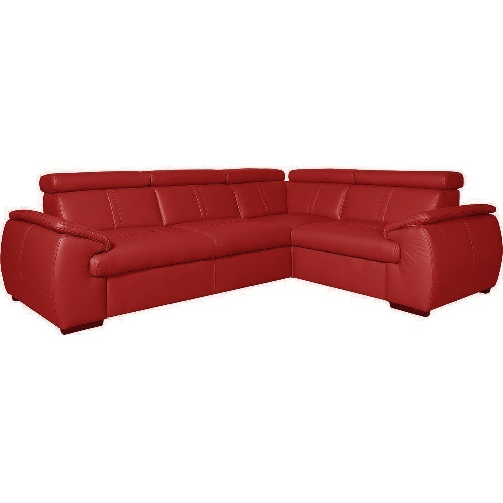 Canapé d'angle en 100% cuir de luxe italien , 5 places Cintia, couleur rouge foncé, angle droit Canapé d'angle en 100% cuir de luxe italien , 5 places Cintia, couleur rouge foncé, angle droit
