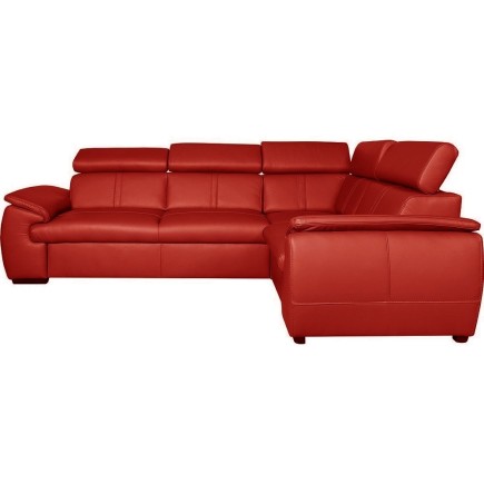 Canapé d'angle en 100% cuir de luxe italien , 5 places Cintia, couleur rouge foncé, angle droit