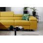 Canapé d'angle convertible ARMEL en tissu luxe 5 places, jaune moutarde, avec coffre, angle gauche (vu de face) Canapé d'angle convertible ARMEL en tissu luxe 5 places, jaune moutarde, avec coffre, angle gauche (vu de face)