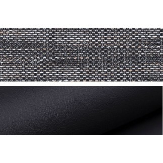Canapé d'angle convertible - ERMAN - en tissu et simili 5 places, gris et noir, angle droit (vu de face)