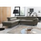Canapé d'angle convertible en cuir italien de luxe 5/6 places FINLANDE avec coffre, taupe, angle gauche Canapé d'angle convertible en cuir italien de luxe 5/6 places FINLANDE avec coffre, taupe, angle gauche
