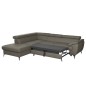 Canapé d'angle convertible en cuir italien de luxe 5/6 places FINLANDE avec coffre, taupe, angle gauche Canapé d'angle convertible en cuir italien de luxe 5/6 places FINLANDE avec coffre, taupe, angle gauche