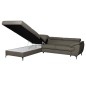 Canapé d'angle convertible en cuir italien de luxe 5/6 places FINLANDE avec coffre, taupe, angle gauche Canapé d'angle convertible en cuir italien de luxe 5/6 places FINLANDE avec coffre, taupe, angle gauche
