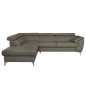 Canapé d'angle convertible en cuir italien de luxe 5/6 places FINLANDE avec coffre, taupe, angle gauche Canapé d'angle convertible en cuir italien de luxe 5/6 places FINLANDE avec coffre, taupe, angle gauche