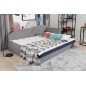 Banquette lit gigogne en tissu de qualité bicolore noir et gris-vert, angle droit- AGATA, 3 places, angle gauche Banquette lit gigogne en tissu de qualité bicolore noir et gris-vert, angle droit- AGATA, 3 places, angle gauche