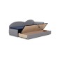 Banquette lit gigogne en tissu de qualité bicolore noir et gris-vert, angle droit- AGATA, 3 places, angle gauche Banquette lit gigogne en tissu de qualité bicolore noir et gris-vert, angle droit- AGATA, 3 places, angle gauche