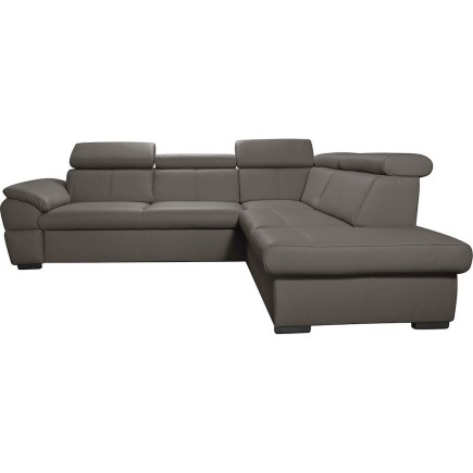 Canapé d'angle en cuir italien de luxe 5/6 places TONUS, taupe, angle droit