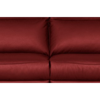Canapé 3 places avec 2 relax en 100% tout cuir épais de luxe italien avec 2 relax électriques, PERINI, rouge foncé
