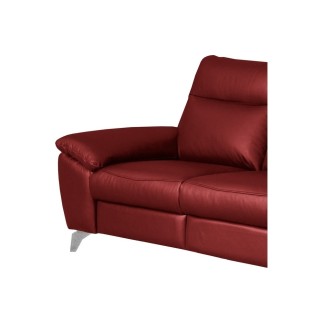 Canapé 3 places avec 2 relax en 100% tout cuir épais de luxe italien avec 2 relax électriques, PERINI, rouge foncé