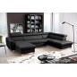 Canapé d'angle convertible en cuir italien de luxe 7/8 places ASTON, noir, angle droit