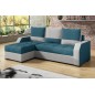 - Canapé d'angle convertible - ARTE - en tissu de qualité - turquoise et gris, 3/4 places, angle gauche (vu de face) - Canapé d'angle convertible - ARTE - en tissu de qualité - turquoise et gris, 3/4 places, angle gauche (vu de face)