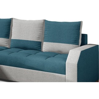 - Canapé d'angle convertible - ARTE - en tissu de qualité - turquoise et gris, 3/4 places, angle gauche (vu de face)