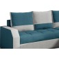 Canapé d'angle convertible - ARTE - en tissu de qualité - turquoise et gris, 3/4 places, angle droit (vu de face) Canapé d'angle convertible - ARTE - en tissu de qualité - turquoise et gris, 3/4 places, angle droit (vu de face)