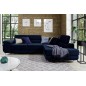 Canapé d'angle convertible en tissu velours luxe 5 places, ANNECY VELOURS, couleur bleu foncé, angle droit (vu de face) Canapé d'angle convertible en tissu velours luxe 5 places, ANNECY VELOURS, couleur bleu foncé, angle droit (vu de face)