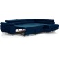 Canapé d'angle convertible en tissu velours luxe 5 places, ANNECY VELOURS, couleur bleu foncé, angle droit (vu de face) Canapé d'angle convertible en tissu velours luxe 5 places, ANNECY VELOURS, couleur bleu foncé, angle droit (vu de face)