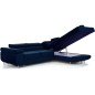 Canapé d'angle convertible en tissu velours luxe 5 places, ANNECY VELOURS, couleur bleu foncé, angle droit (vu de face) Canapé d'angle convertible en tissu velours luxe 5 places, ANNECY VELOURS, couleur bleu foncé, angle droit (vu de face)