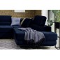 Canapé d'angle convertible en tissu velours luxe 5 places, ANNECY VELOURS, couleur bleu foncé, angle droit (vu de face) Canapé d'angle convertible en tissu velours luxe 5 places, ANNECY VELOURS, couleur bleu foncé, angle droit (vu de face)