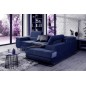 Canapé d'angle convertible en tissu velours luxe 5 places, ANNECY VELOURS, couleur bleu foncé, angle droit (vu de face) Canapé d'angle convertible en tissu velours luxe 5 places, ANNECY VELOURS, couleur bleu foncé, angle droit (vu de face)