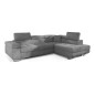 Canapé d'angle convertible en tissu velours luxe 5 places, ANNECY VELOURS, couleur gris clair, angle droit (vu de face) Canapé d'angle convertible en tissu velours luxe 5 places, ANNECY VELOURS, couleur gris clair, angle droit (vu de face)