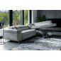 Canapé d'angle convertible en tissu velours luxe 5 places, ANNECY VELOURS, couleur gris clair, angle droit (vu de face) Canapé d'angle convertible en tissu velours luxe 5 places, ANNECY VELOURS, couleur gris clair, angle droit (vu de face)