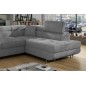 Canapé d'angle convertible en tissu velours luxe 5 places, ANNECY VELOURS, couleur gris clair, angle droit (vu de face) Canapé d'angle convertible en tissu velours luxe 5 places, ANNECY VELOURS, couleur gris clair, angle droit (vu de face)