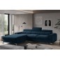 - Canapé d'angle convertible en tissu velours Luxe bleu, 5 places, angle gauche (vu de face) - GRECE VELOURS - Canapé d'angle convertible en tissu velours Luxe bleu, 5 places, angle gauche (vu de face) - GRECE VELOURS