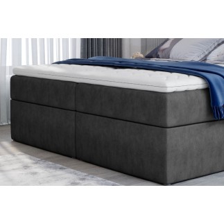 Ensemble boxspring complet tête de lit + sommiers + matelas + surmatelas VISTA de VENESETTI - tissu luxe gris foncé - 180 x 200