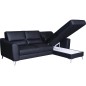 Canapé d'angle convertible en cuir italien de luxe 5 places SANTORIN, avec coffre, noir, angle droit
