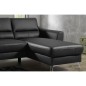 Canapé d'angle convertible en cuir italien de luxe 5 places SANTORIN, avec coffre, noir, angle droit