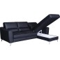 Canapé d'angle convertible en cuir italien de luxe 5 places SANTORIN, avec coffre, noir, angle droit