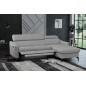 Canapé d'angle relax en cuir de luxe italien avec relax électrique et coffre, AMBERT, gris clair, angle droit, 4 places Canapé d'angle relax en cuir de luxe italien avec relax électrique et coffre, AMBERT, gris clair, angle droit, 4 places