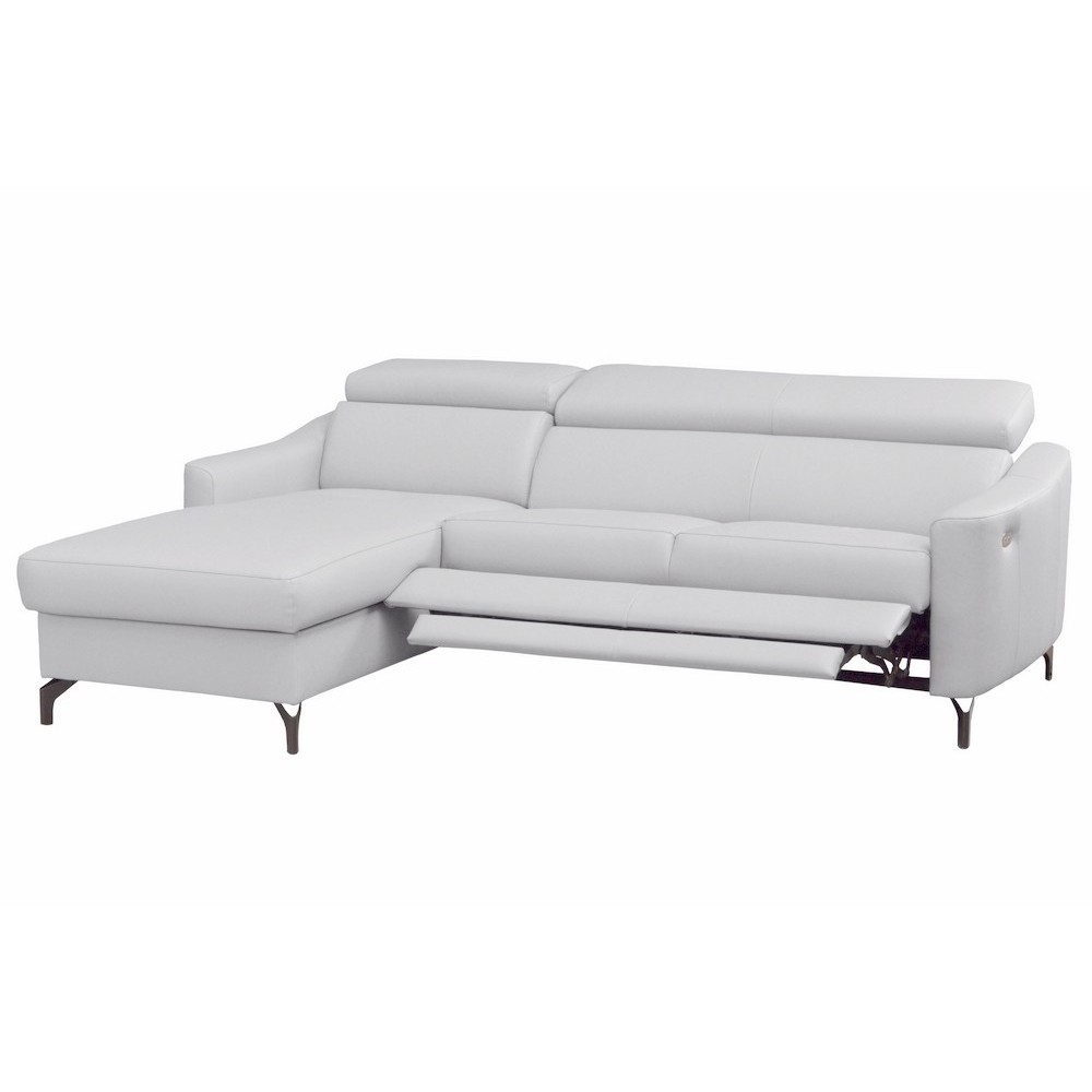 Canapé d'angle relax en cuir de luxe italien avec relax électrique et coffre, AMBERT, blanc, angle gauche, 4 places Canapé d'angle relax en cuir de luxe italien avec relax électrique et coffre, AMBERT, blanc, angle gauche, 4 places