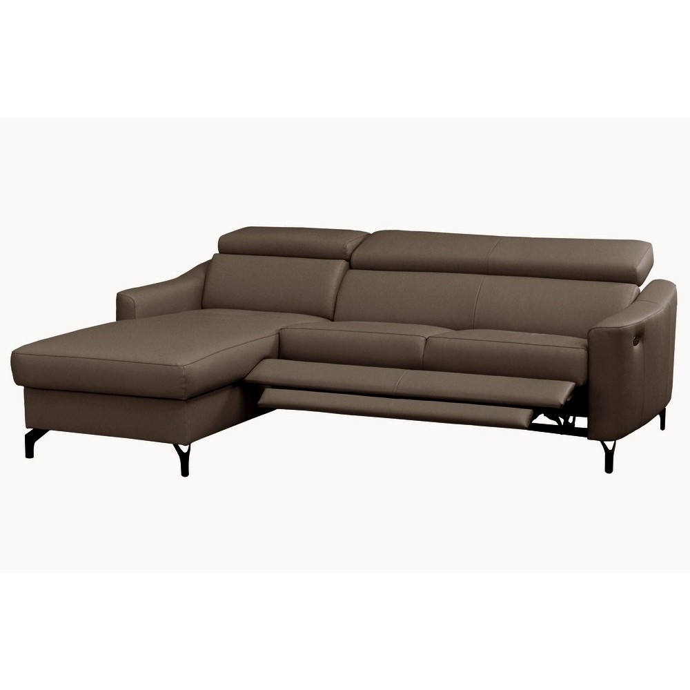 - Canapé d'angle relax en cuir de luxe italien avec relax électrique et coffre, AMBERT, taupe, angle gauche, 4 places - Canapé d'angle relax en cuir de luxe italien avec relax électrique et coffre, AMBERT, taupe, angle gauche, 4 places