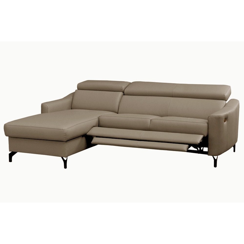 Canapé d'angle relax en cuir de luxe italien avec relax électrique et coffre, AMBERT, beige, angle gauche, 4 places Canapé d'angle relax en cuir de luxe italien avec relax électrique et coffre, AMBERT, beige, angle gauche, 4 places