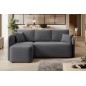 Canapé d'angle convertible HARRY en velours luxe - 3/4 places, gris foncé, angle gauche (vu de face)