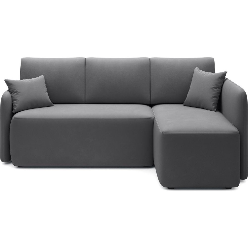 Canapé d'angle convertible HARRY en velours luxe 3/4 places, gris foncé, angle droit (vu de face) Canapé d'angle convertible HARRY en velours luxe 3/4 places, gris foncé, angle droit (vu de face)