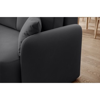 Canapé d'angle convertible HARRY en velours luxe 3/4 places, gris foncé, angle droit (vu de face)