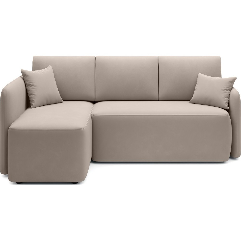 Canapé d'angle convertible HARRY en velours luxe - 3/4 places, beige, angle gauche (vu de face) Canapé d'angle convertible HARRY en velours luxe - 3/4 places, beige, angle gauche (vu de face)