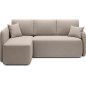 Canapé d'angle convertible HARRY en velours luxe - 3/4 places, beige, angle gauche (vu de face) Canapé d'angle convertible HARRY en velours luxe - 3/4 places, beige, angle gauche (vu de face)